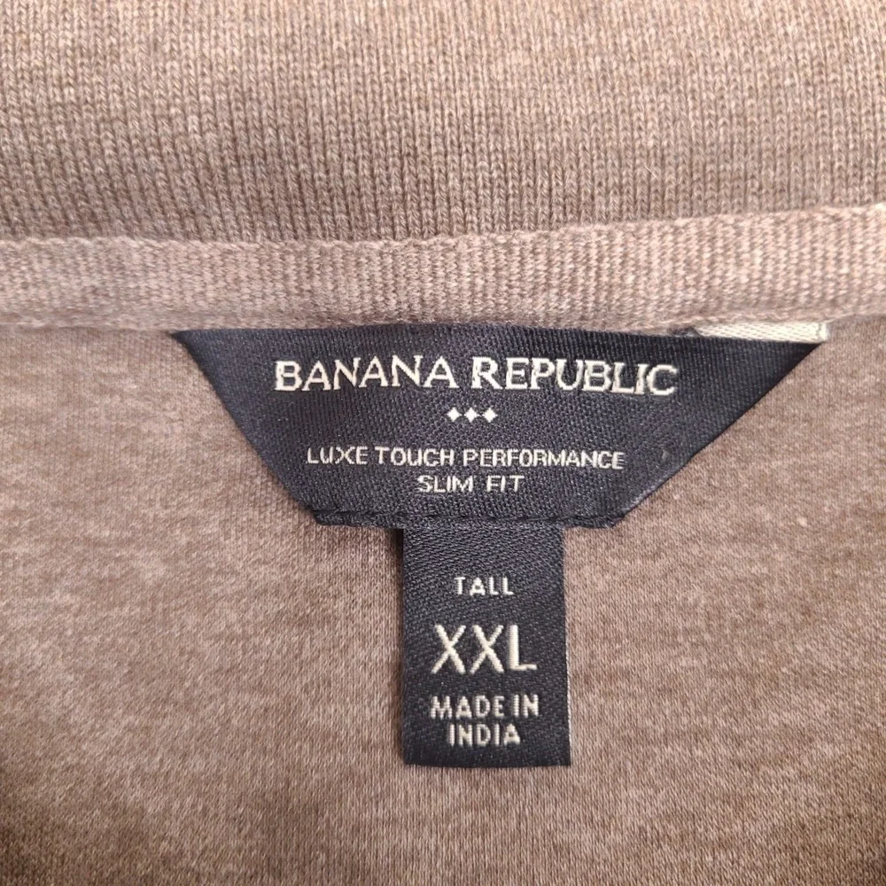 Banana Republic Polo Shirt Mens XXL Tall Brown Slim Fit Luxe Touch‎ Performance